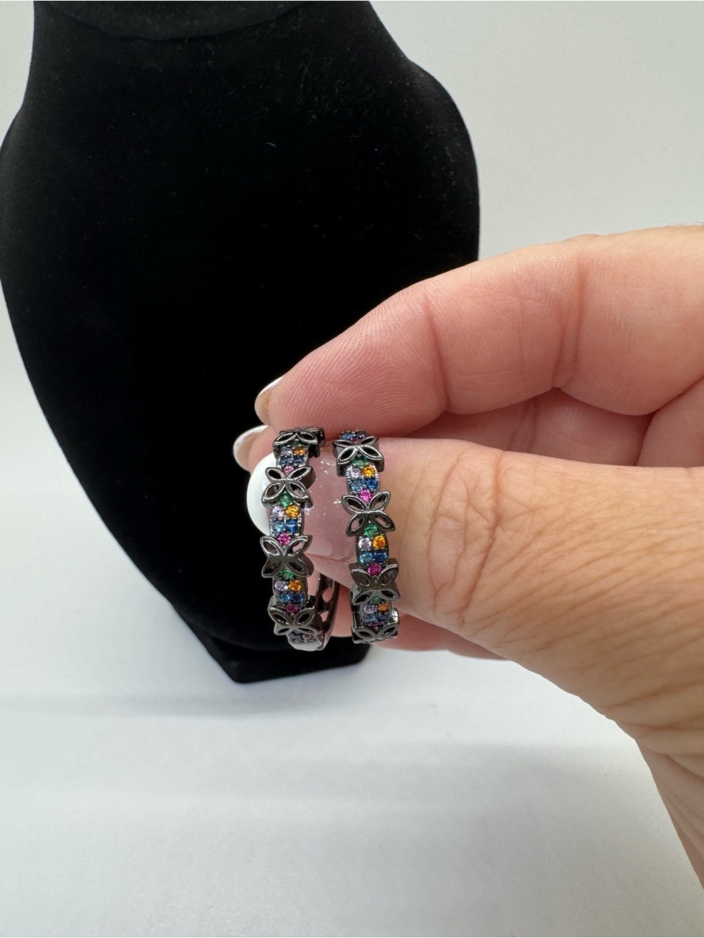 Multicolor Crystal Flower Hoop Earrings - Women Jewelry